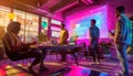 Marketing Team and AI Hologram Presenting Creative Strategies AIG60