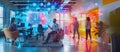 Marketing Team and AI Hologram Presenting Creative Strategies AIG60