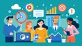 A marketing team utilizing data analytics to identify and target potential new customers through social media and online