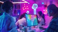 Marketing Team and AI Hologram Presenting Creative Strategies AIG60