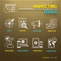 Marketing Tools on Brown Pegboard