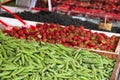 Marketplace with garden truck, vegetables, fruits, berries etc. Royalty Free Stock Photo