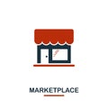 Marketplace icon in two colors. Creative black and red design from e-commerce icons collection. Pixel perfect simple marketplace Royalty Free Stock Photo