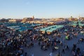 Marketplace on Jemaa el-Fnaa in medina of Marrakesh in Morocco