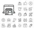 Marketplace line icon. Online shop sign. Salaryman, gender equality and alert bell. Vector