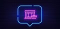 Marketplace line icon. Shopping store sign. Neon light speech bubble. Vector