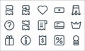 marketplace line icons. linear set. quality vector line set such as coin, bill, gift, percent, info, help, card, money, payment