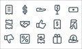 marketplace line icons. linear set. quality vector line set such as payment, payment, dislike, gift, percent, receipt, receipt,