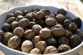 Marketplace raw produce in the sun during summer or autumn time. Macro or detail shot, view from above Royalty Free Stock Photo