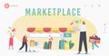 Marketplace Retail Business, Online Shopping Landing Page Template. Digital Shop App or Browser. Tiny Consultative Sales Royalty Free Stock Photo