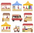 Tent with Products and Clothes, Marketplace Vector