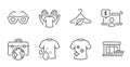 Marketplace, Slow fashion and Hold t-shirt icons set. Love glasses, Online shopping and Clean t-shirt signs. Vector