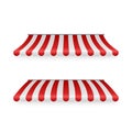 Marketplace striped roof. Awnings shadows front view. Vector illustration