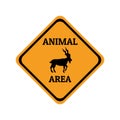 Markhor goat animal warning traffic sign design vector illustration