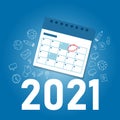 Marking calendar for 2021 target event new year realization special date