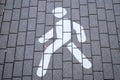 Marking the footpath. Close up. Sidewalk for pedestrians. Permission to move people. Signs drawn on pavement Royalty Free Stock Photo