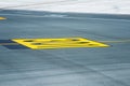 Marking for ground transportation on the airport apron among taxiways Royalty Free Stock Photo