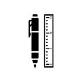 Mechanical pencil with ruler vector icon