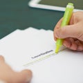 Marking words in an amortization definition Royalty Free Stock Photo