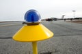 Marking yellow runway of a small airfield. Royalty Free Stock Photo