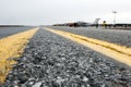 Marking yellow runway of a small airfield. Royalty Free Stock Photo