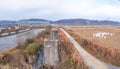 Marks of bullets at a former railway bridge at Imjingak, Republic of Korea Royalty Free Stock Photo