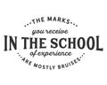 The marks you receive in the school of experience are mostly bruises
