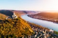 Marksburg above Braubach at Rhine river