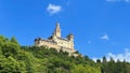 Marksburg castle on top of the hill surrounded by forest, Germany Royalty Free Stock Photo