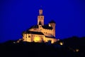 Marksburg illuminated on the romantic Middle Rhine in the evening Royalty Free Stock Photo