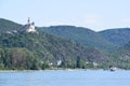 Braubach, Germany - 06 05 2023: Marksburg, and a Cruise Ship on the Rhine