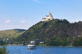 Marksburg over the Rhine seen from the west Royalty Free Stock Photo