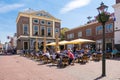 Markt with outdoor terrace of cafe in Brielle, Netherlands