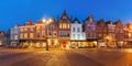 Markt square at night in Delft, Netherlands Royalty Free Stock Photo