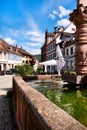 The Marktbrunnen Market fountain in the old town of Gernsbach, Black Forest, Germany