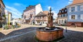 The Marktbrunnen Market fountain in the old town of Gernsbach, Blackforest, Germany