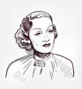 Marlene dietrich vector sketch illustration isolated Royalty Free Stock Photo