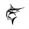 Marlin Fish, Atlantic Swordfish, Wildlife. Flat Vector Icon illustration.