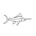 Marlin Fish, Atlantic Swordfish, Wildlife. Flat Vector Icon illustration.