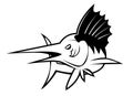 Marlin Fish Front View Black And White Vector Illustration Royalty Free Stock Photo