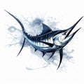 Ink-style Swordfish Illustration With White Background