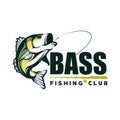 Bass Fishing tournament logo template. Bass Fish Jumping Illustration Logo design vector Royalty Free Stock Photo