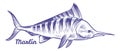 Marlin icon. Swordfish in hand drawn style. Sailfish sketch