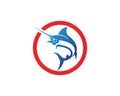 Marlin jump fish logo and symbols icon