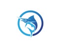 Marlin jump fish logo and symbols icon