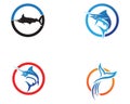 Marlin jump fish logo and symbols icon