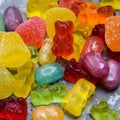 marmalade bears and various candies in close-up.