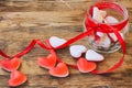 Marmalade candy shape heart in glass bottle Royalty Free Stock Photo