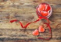 Marmalade candy shape heart in glass jar