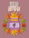 Marmalade jar hello autumn design icon